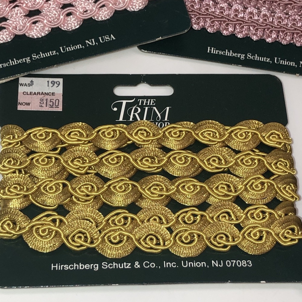 Lot 5 New Decorative Trim Hirschberg Schutz 6 Ft Ea Mauve Gold Black Swirl Braid - Picture 3 of 9